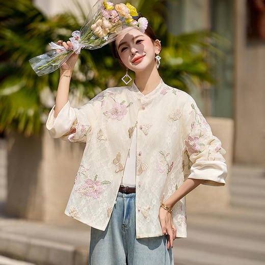 新中式国风刺绣立领，单排扣气质时尚外套HR-YRX9221 商品图1