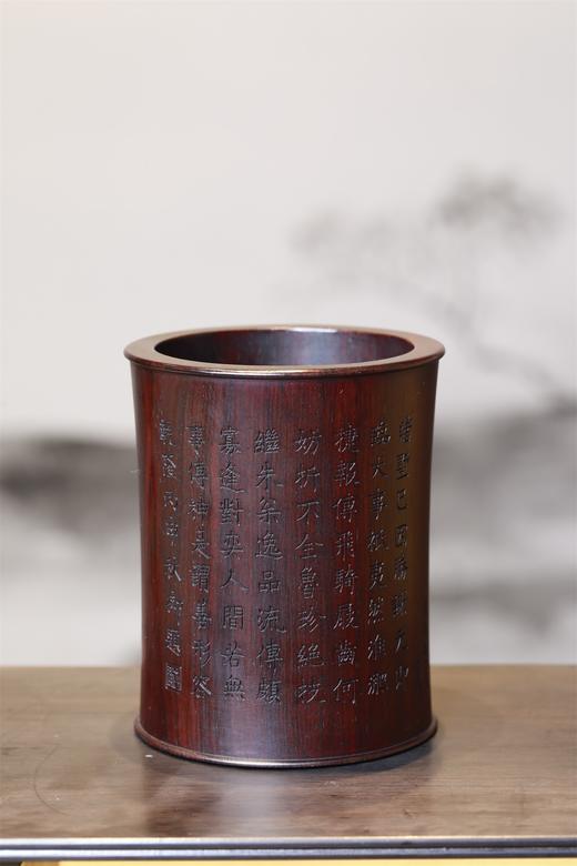 东山报捷°黑檀小笔筒 商品图3