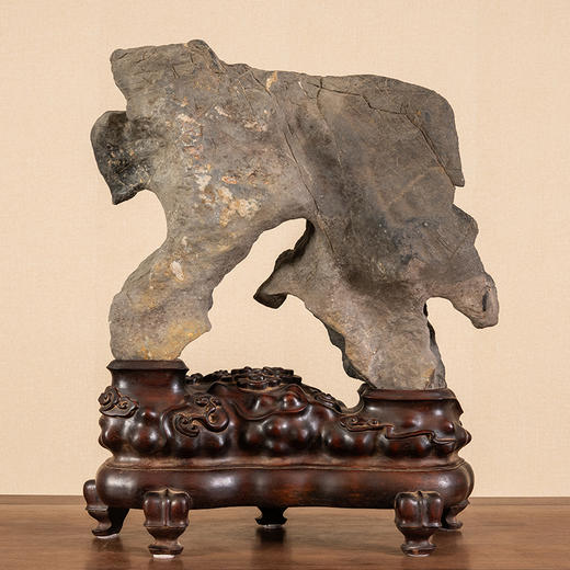 清 灵璧石象形文房赏石（红木座） 商品图1