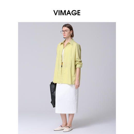 VIMAGE纬漫纪春季新款显瘦时尚纯色高腰半身裙V2106710 商品图3