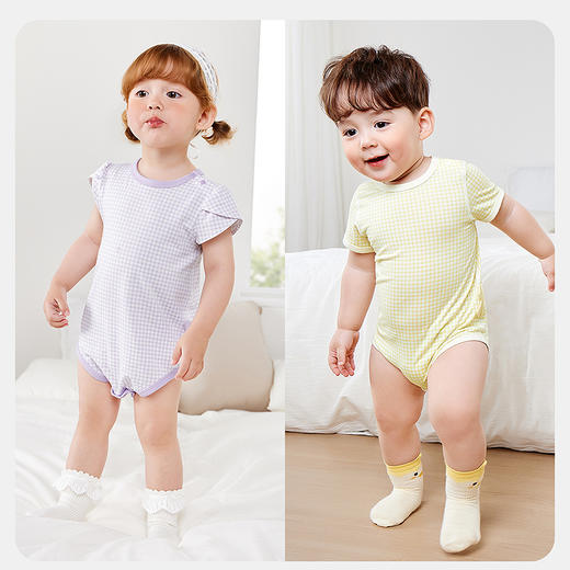 迷你巴拉男女宝宝轻薄透气棉感三角衣夏季新款婴儿爬服连体衣 商品图2