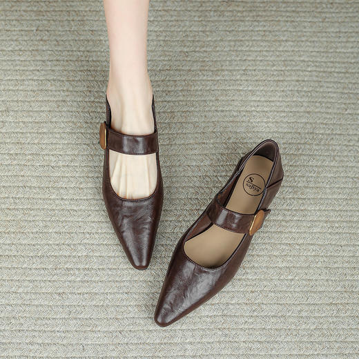 品质好货|Safiya/索菲娅2025法式优雅尖头低跟玛丽珍单鞋SFD1111724 商品图1