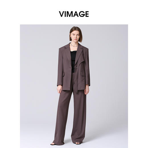 VIMAGE纬漫纪秋季新款修身显瘦百搭直筒西装裤子V2005611 商品图1