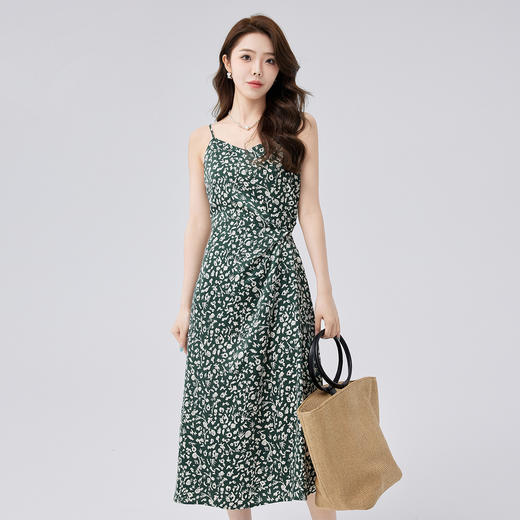 【商场同款】伊芙丽设计感抽褶碎花显瘦吊带连衣裙24秋1F4191351 商品图0