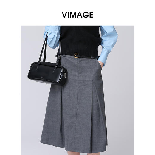 VIMAGE纬漫纪冬季新款修身显瘦高腰半裙半身裙V2006621半 商品图3