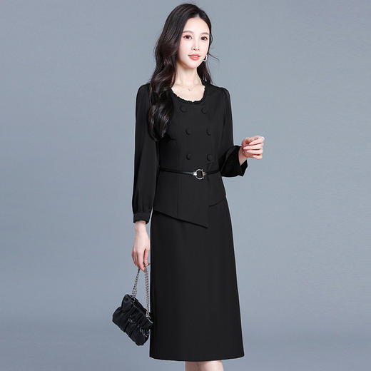 韩版修身优雅，中长款气质假两件连衣裙YXJY-725018 商品图3