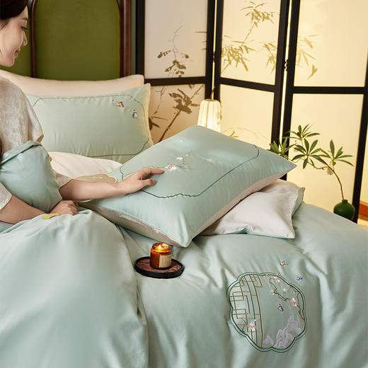 多喜爱 60支全棉轻奢贡缎红楼梦系列套件 四件套 蝶舞花趣 商品图8