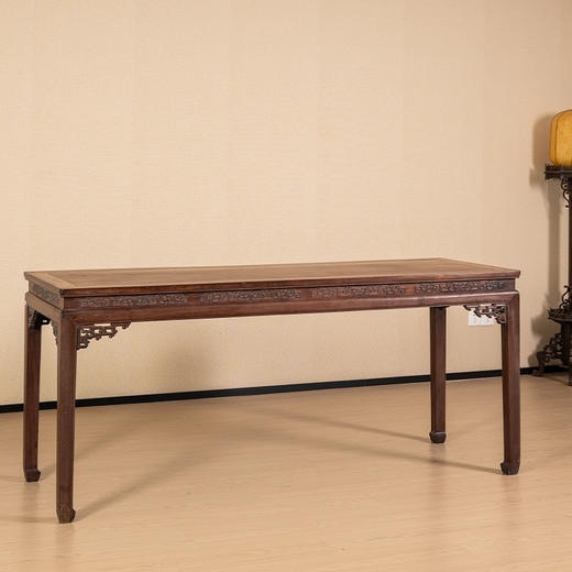 清 红木束腰马蹄腿夔龙纹画桌 商品图0