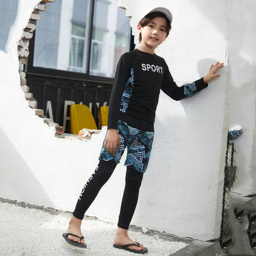 【新款儿童泳衣，防晒速干，专业潜水服！】儿童泳衣 男童长袖防晒速干游泳套装 女童宝宝潜水服 亲子冲浪服-QQ 商品图7