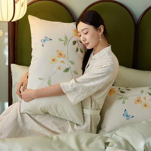 多喜爱 60支全棉轻奢贡缎红楼梦系列套件 四件套 碧落晴雪 商品图8