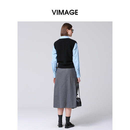 VIMAGE纬漫纪冬季新款修身显瘦高腰半裙半身裙V2006621半 商品图4