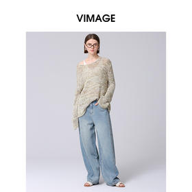 VIMAGE纬漫纪宽松慵懒气质毛衣针织衫2025春季新款V2301920