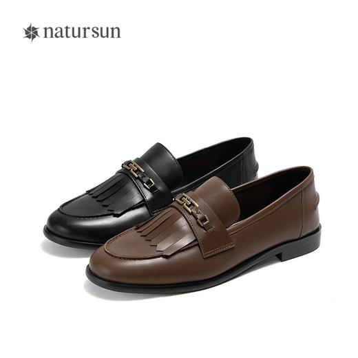 natursun英伦风乐福鞋一脚蹬不累脚软底羊皮平底单鞋N25198225 商品图4