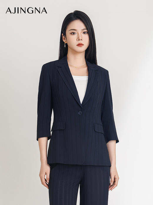 【商场同款】阿菁娜2025夏季新款一粒扣七分袖西装A30X108030 商品图3