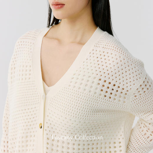 东黎 • 托斯卡纳系列—织夏 山羊绒春季女士V领开衫 5034 商品图6