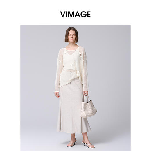 VIMAGE纬漫纪慵懒感时尚垂坠宽松T恤上衣2025春季新款V2313912 商品图0