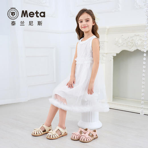 泰兰尼斯meta夏季新款女童公主凉鞋小女孩软底皮鞋洋气单鞋子  M07X5B6240 商品图4