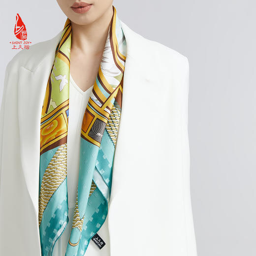 SAINTJOY/上久楷 真丝方巾 一元复始 FJS24016 商品图3