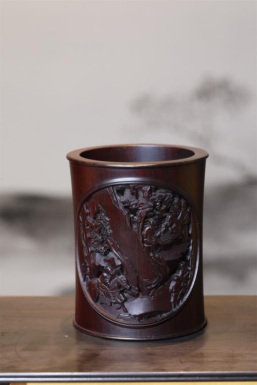 东山报捷°黑檀小笔筒 商品图0