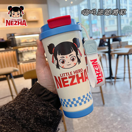 【哪吒咖啡杯，颜值入坑，一杯双饮~】哪吒之魔童闹海保温杯 316不锈钢陶瓷内胆 大容量吸管杯 车载咖啡杯-QQ 商品图5