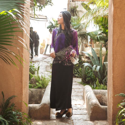 【林栖设计小店】真丝印花衬衣新中式轻凉改良氅衣宽松复古2025夏季新品上衣女1952147 商品图2