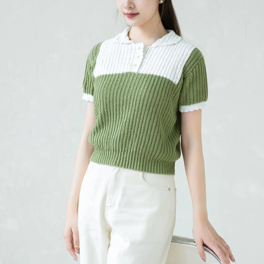 苏苏姐家法式拼色小衫手工diy钩针棉麻线毛线团上衣自制材料包 商品图2