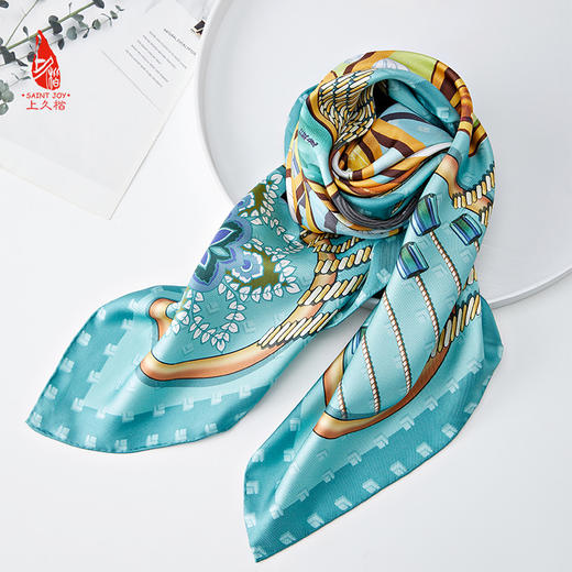 SAINTJOY/上久楷 真丝方巾 一元复始 FJS24016 商品图5