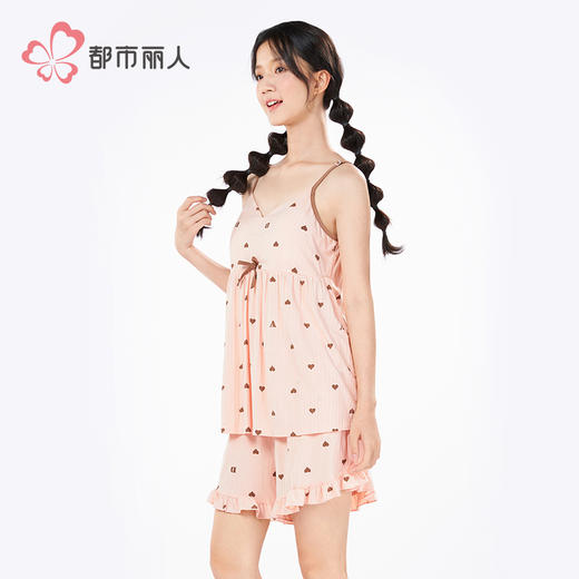 都市丽人超值精选女士特价棉质吊带套装薄TR罗纹抽条无袖类LHH2A8 商品图2