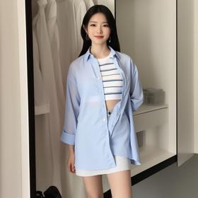佐丹奴女装25年新款蔚蓝经典系列防晒长袖衬衫05345007