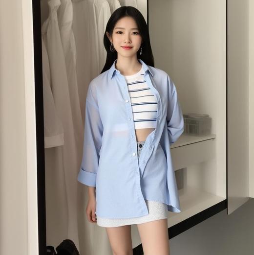 佐丹奴女装25年新款蔚蓝经典系列防晒长袖衬衫05345007 商品图0