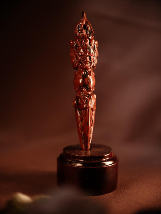 黑曜石/红曜石金刚杵配底座 高15.2cm【器悟雅玩】 商品图2