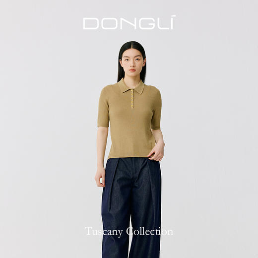 东黎 • 托斯卡纳系列—无尽夏 丝绒女士T恤领五分袖套衫 5017 商品图2