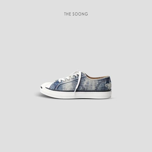 THESOONG匠人系列定染牛仔水洗牛皮垫低帮帆布鞋HBXZ3653 商品图0