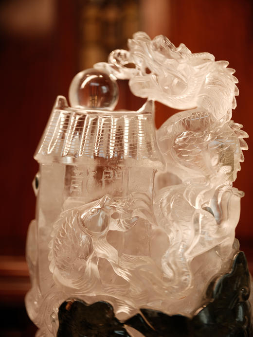 白水晶绿幽灵 龙衔宝珠 鱼跃龙门 晶体通透 大晶体精工雕刻【器悟雅玩】 商品图3