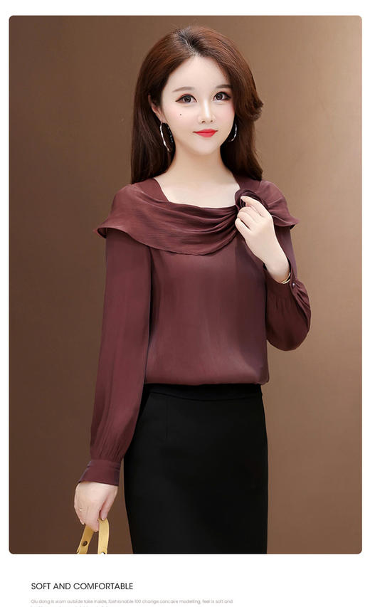 春夏新款气质穿搭玫瑰花设计洋气雪纺衫QYM-YJ-25DA15-L 商品图1