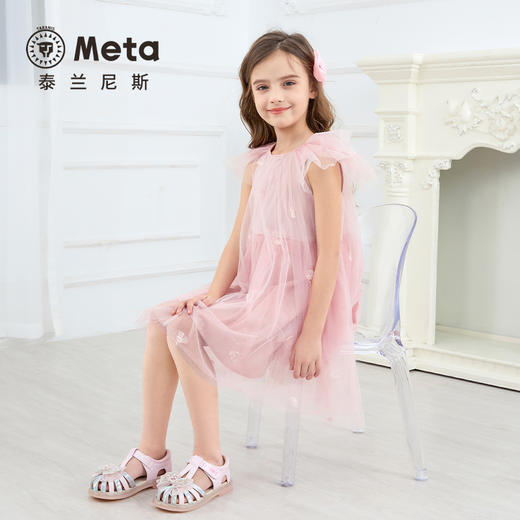 泰兰尼斯meta夏季新款女童凉鞋防滑软底公主鞋小女孩时尚轻便单鞋  M07X5B6238 商品图4