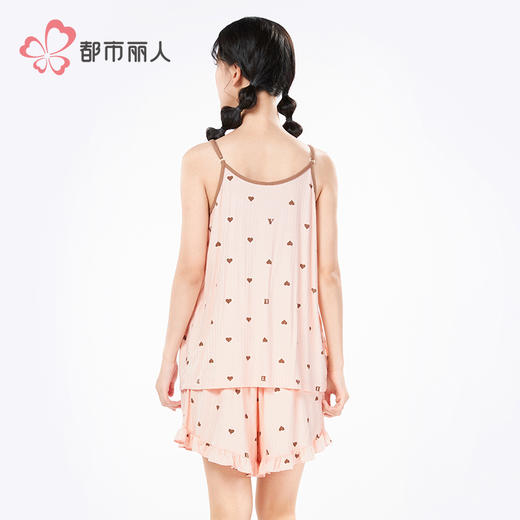 都市丽人超值精选女士特价棉质吊带套装薄TR罗纹抽条无袖类LHH2A8 商品图3