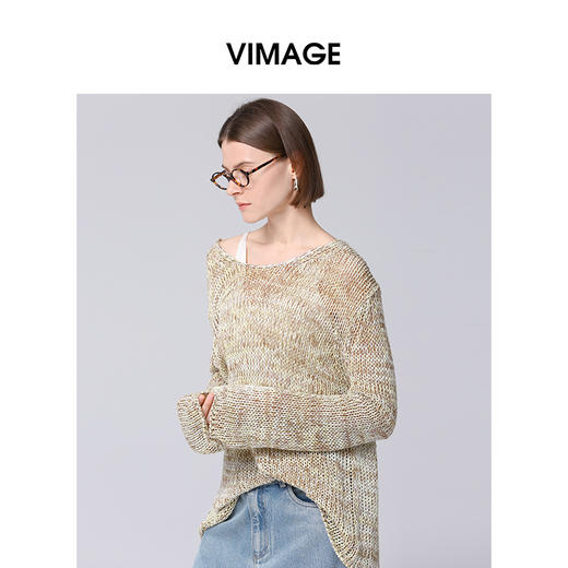 VIMAGE纬漫纪宽松慵懒气质毛衣针织衫2025春季新款V2301920 商品图2