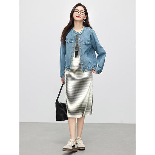 【年货节】熙世界小香风牛仔外套女短款2025春夏外穿内搭中长无袖打底背心裙搭配 商品图0