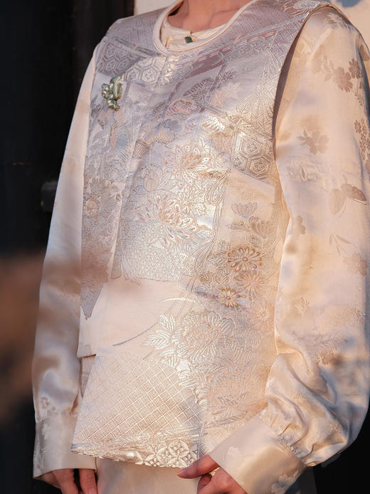 盛唐牡丹 | 西阵织限量偏襟马甲-浅蓝 商品图2