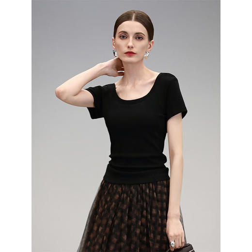 COCOBELLA纯色自带bra圆领短袖T恤夏带胸垫不跑杯上衣TS0061 商品图1