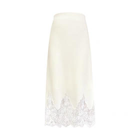 杏色修身蕾丝定位绣花半裙