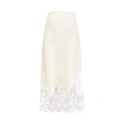 杏色修身蕾丝定位绣花半裙 商品图0