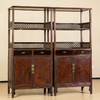 清 红木镶瘿木海棠围栏双层亮格柜（一对） 商品缩略图0