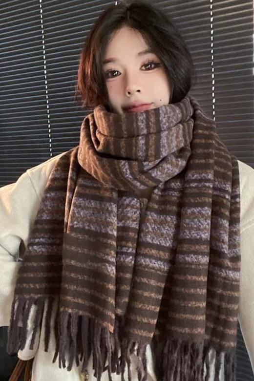 Say Something 时尚条纹厚实保暖休闲围巾 21589 商品图2