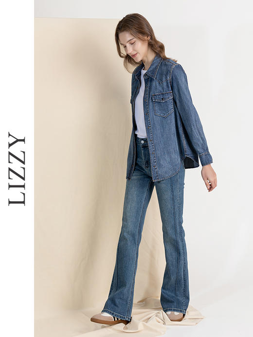 LIZZY早秋休闲通勤百搭都市个性牛仔衬衫8135 商品图2