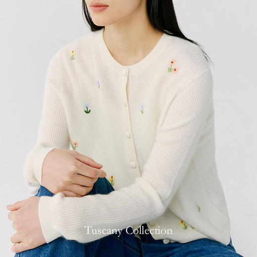 东黎 • 托斯卡纳系列—馥郁时光 山羊绒春季女士手绣圆领开衫 5032 商品图4