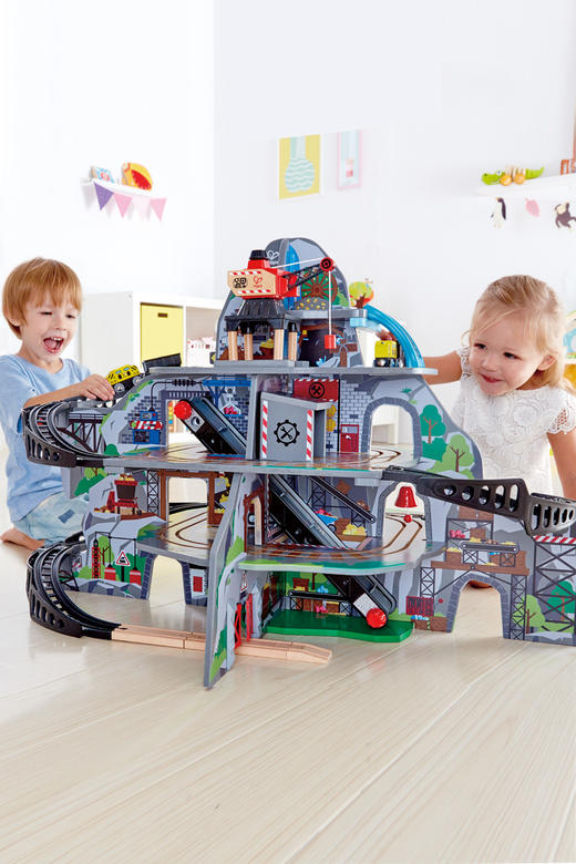 Hape轨道火车玩具 木质轨道车超大型多层矿山套装3-6岁男女小孩 E3753 火车轨道-大型矿山套 商品图0