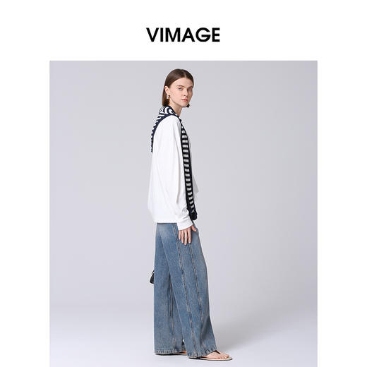 VIMAGE纬漫纪秋季新款高腰直筒休闲时尚显瘦牛仔裤V2205814 商品图4