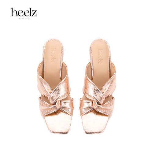 heelz设计师手工鞋履 ｜H水晶跟金属羊皮纽结凉鞋6公分 商品图2